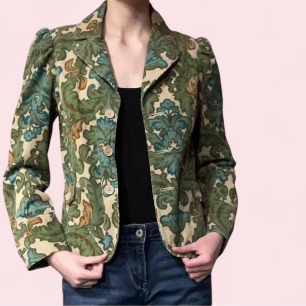 Floral Patterned Green Jacket - image 2